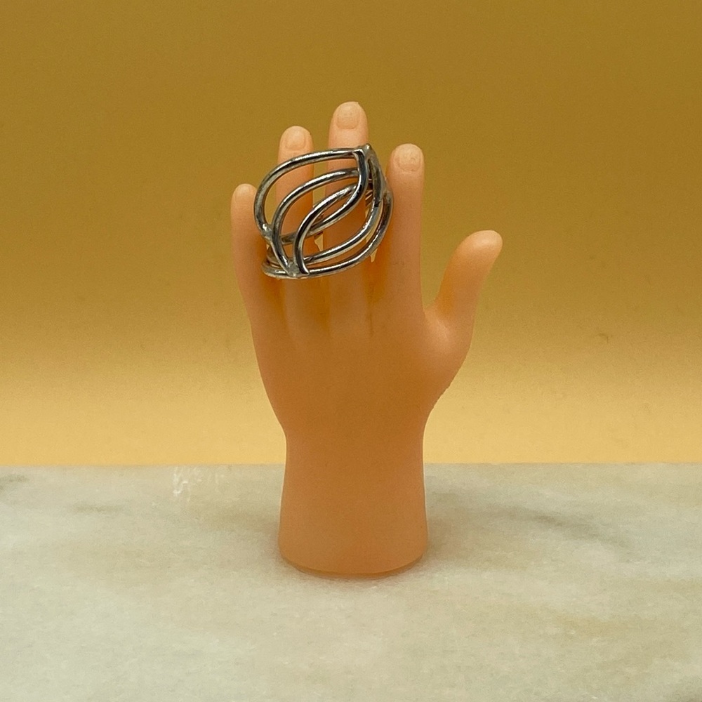 Vintage Mexico sterling silver interwoven wave design ring sz 5.5 - 00H019